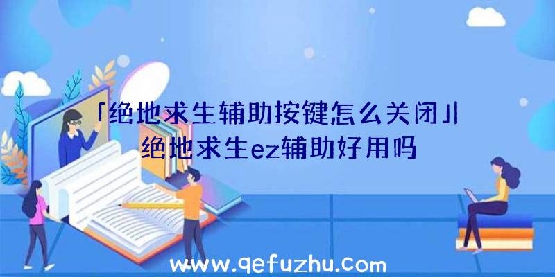 「绝地求生辅助按键怎么关闭」|绝地求生ez辅助好用吗